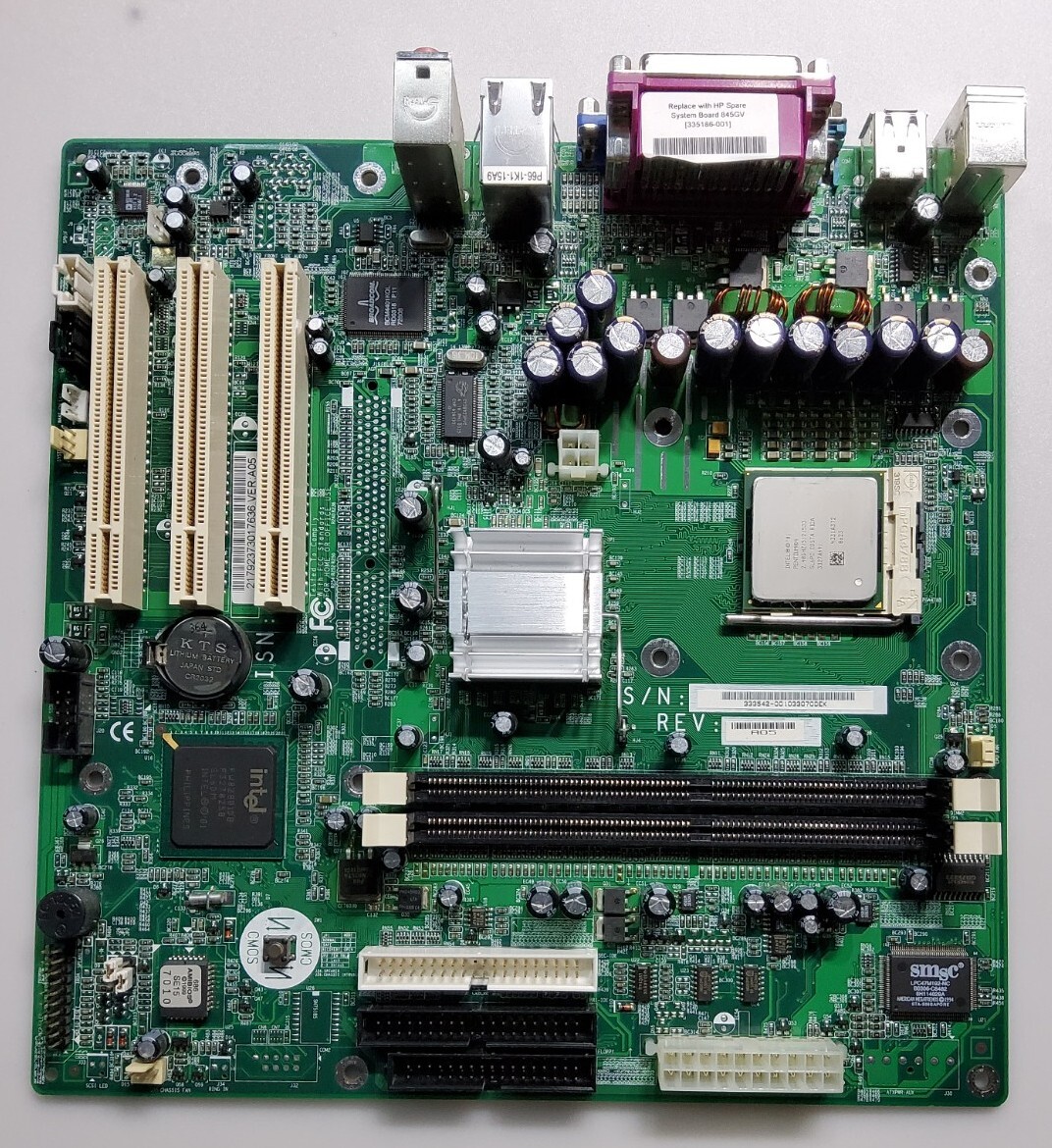 After repair: restored motherboard