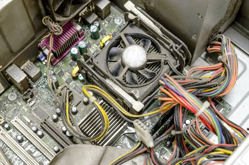 Before repair: damaged motherboard